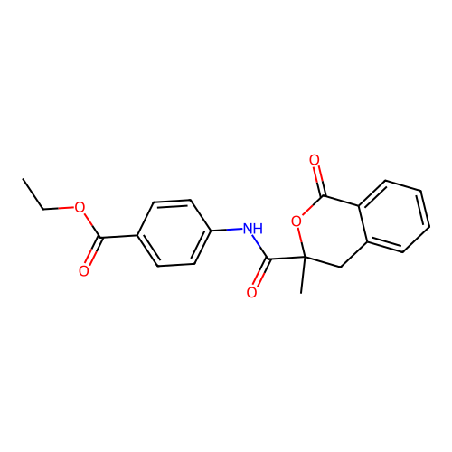 ethyl 4-{[(3-methyl-1-oxo-3,4-dihydro-1H-isochromen-3-yl)carbonyl]amino}benzoate structure