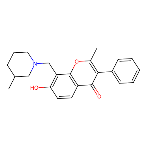 7-hydroxy-2-methyl-8-((3-methylpiperidin-1-yl)methyl)-3-phenyl-4H-chromen-4-one structure
