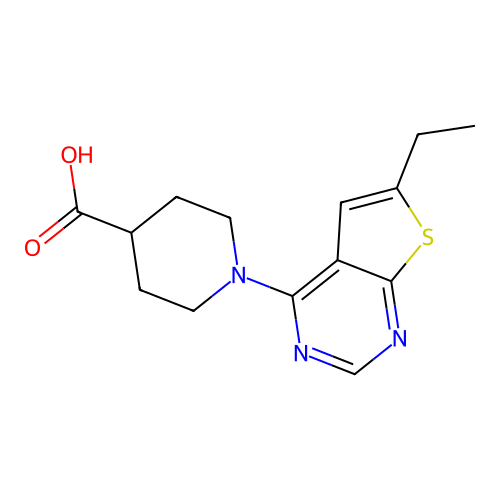 1-(6-Ethylthieno[2,3-d]pyrimidin-4-yl)piperidine-4-carboxylic acid structure