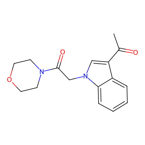 2-(3-acetyl-1H-indol-1-yl)-1-(morpholin-4-yl)ethanone structure