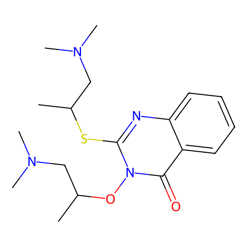 3-((1-(dimethylamino)propan-2-yl)oxy)-2-((1-(dimethylamino)propan-2-yl)thio)quinazolin-4(3H)-one structure