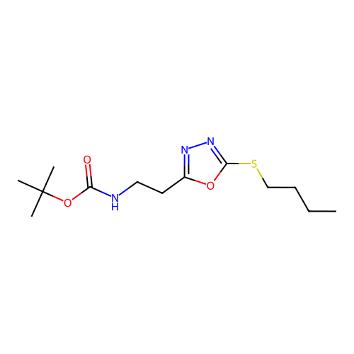 tert-butyl (2-(5-(butylthio)-1,3,4-oxadiazol-2-yl)ethyl)carbamate structure