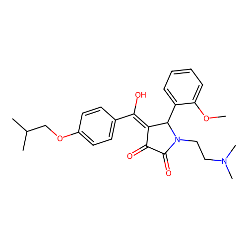 1-(2-dimethylaminoethyl)-4-[hydroxy-[4-(2-methylpropoxy)phenyl]methylidene]-5-(2-methoxyphenyl)pyrrolidine-2,3-dione structure