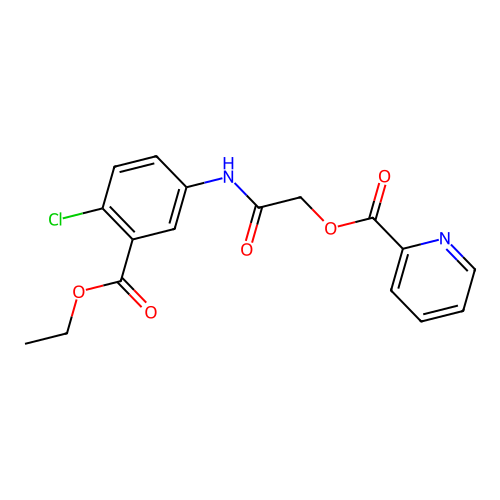 2-{[4-Chloro-3-(ethoxycarbonyl)phenyl]amino}-2-oxoethyl pyridine-2-carboxylate structure