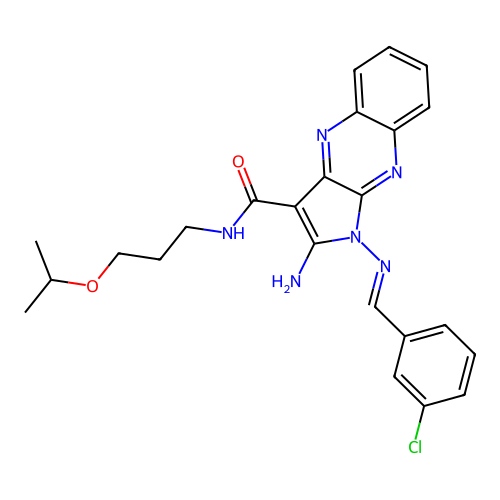 2-Amino-1-[[(3-chlorophenyl)methylene]amino]-N-[3-(1-methylethoxy)propyl]-1H-pyrrolo[2,3-b]quinoxaline-3-carboxamide structure
