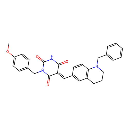 (5E)-5-[(1-benzyl-1,2,3,4-tetrahydroquinolin-6-yl)methylidene]-6-hydroxy-3-(4-methoxybenzyl)pyrimidine-2,4(3H,5H)-dione structure