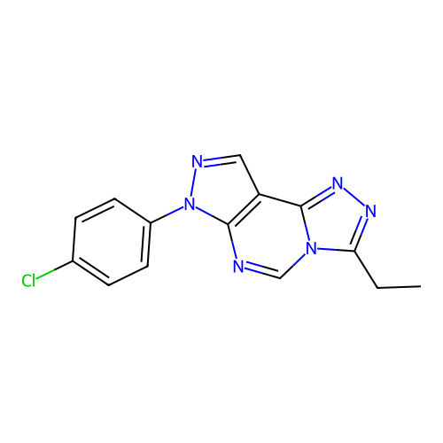 7-(4-chlorophenyl)-3-ethyl-7H-pyrazolo[4,3-e][1,2,4]triazolo[4,3-c]pyrimidine structure