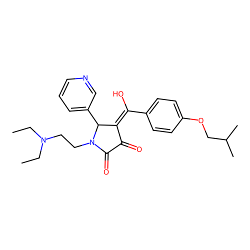 (4E)-1-(2-diethylaminoethyl)-4-[hydroxy-[4-(2-methylpropoxy)phenyl]methylidene]-5-pyridin-3-ylpyrrolidine-2,3-dione structure