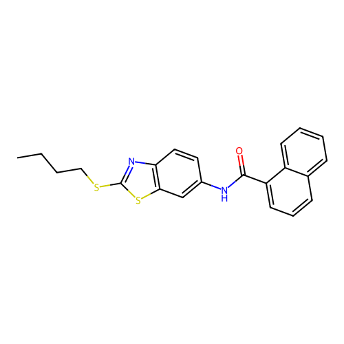 N-[2-(butylsulfanyl)-1,3-benzothiazol-6-yl]naphthalene-1-carboxamide structure