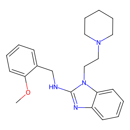 N-(2-methoxybenzyl)-1-[2-(piperidin-1-yl)ethyl]-1H-benzimidazol-2-amine structure