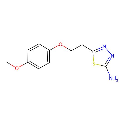5-[2-(4-Methoxy-phenoxy)-ethyl]-[1,3,4]thiadiazol-2-ylamine structure