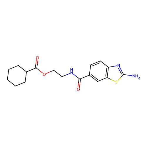 2-(((2-Amino-6-benzothiazolyl)carbonyl)amino)ethyl cyclohexanecarboxylate structure