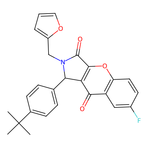 1-(4-tert-butylphenyl)-7-fluoro-2-(furan-2-ylmethyl)-1,2-dihydrochromeno[2,3-c]pyrrole-3,9-dione structure