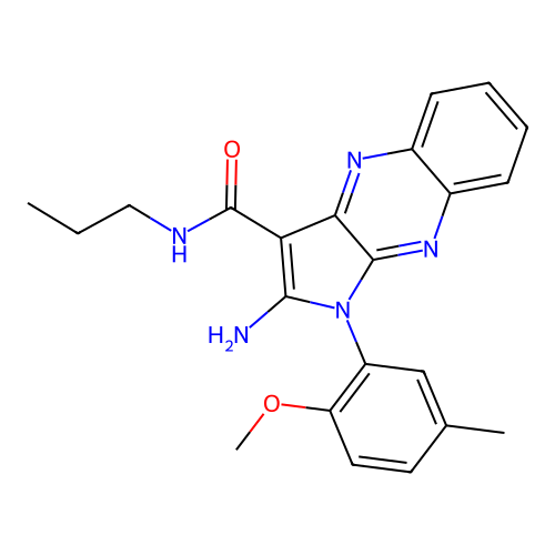 2-amino-1-(2-methoxy-5-methylphenyl)-N-propyl-1H-pyrrolo[2,3-b]quinoxaline-3-carboxamide structure