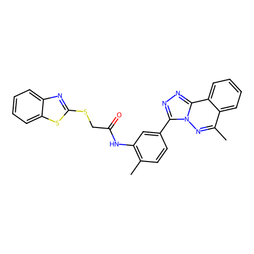 2-(1,3-BENZOTHIAZOL-2-YLSULFANYL)-N-(2-METHYL-5-{6-METHYL-[1,2,4]TRIAZOLO[3,4-A]PHTHALAZIN-3-YL}PHENYL)ACETAMIDE structure