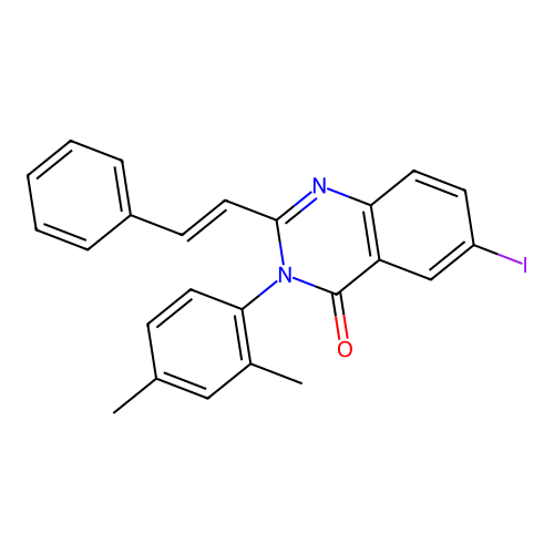 3-(2,4-dimethylphenyl)-6-iodo-2-[(E)-2-phenylethenyl]quinazolin-4(3H)-one structure