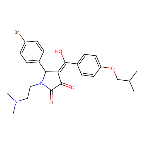 (4E)-5-(4-bromophenyl)-1-(2-dimethylaminoethyl)-4-[hydroxy-[4-(2-methylpropoxy)phenyl]methylidene]pyrrolidine-2,3-dione structure