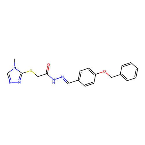 (E)-N'-(4-(benzyloxy)benzylidene)-2-((4-methyl-4H-1,2,4-triazol-3-yl)thio)acetohydrazide structure