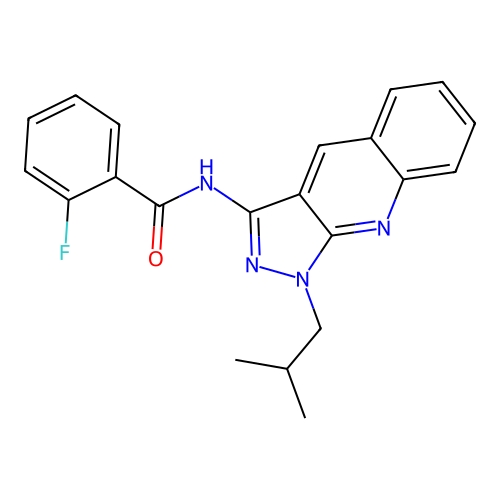 2-fluoro-N-[1-(2-methylpropyl)pyrazolo[3,4-b]quinolin-3-yl]benzamide structure