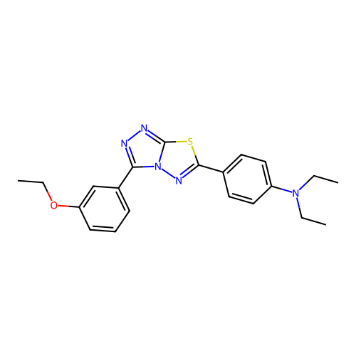 4-(3-(3-ethoxyphenyl)-[1,2,4]triazolo[3,4-b][1,3,4]thiadiazol-6-yl)-N,N-diethylaniline structure