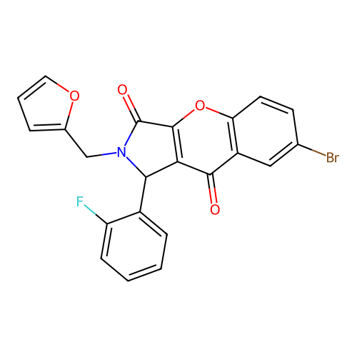 7-bromo-1-(2-fluorophenyl)-2-(furan-2-ylmethyl)-1,2-dihydrochromeno[2,3-c]pyrrole-3,9-dione structure