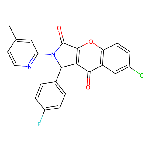 7-chloro-1-(4-fluorophenyl)-2-(4-methylpyridin-2-yl)-1,2-dihydrochromeno[2,3-c]pyrrole-3,9-dione structure