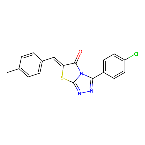 (Z)-3-(4-chlorophenyl)-6-(4-methylbenzylidene)thiazolo[2,3-c][1,2,4]triazol-5(6H)-one structure