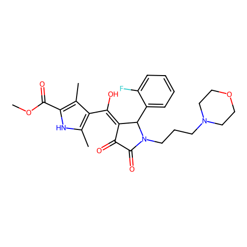methyl 4-(2-(2-fluorophenyl)-4-hydroxy-1-(3-morpholinopropyl)-5-oxo-2,5-dihydro-1H-pyrrole-3-carbonyl)-3,5-dimethyl-1H-pyrrole-2-carboxylate structure