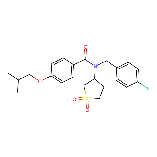 N-(1,1-dioxidotetrahydrothiophen-3-yl)-N-(4-fluorobenzyl)-4-(2-methylpropoxy)benzamide structure