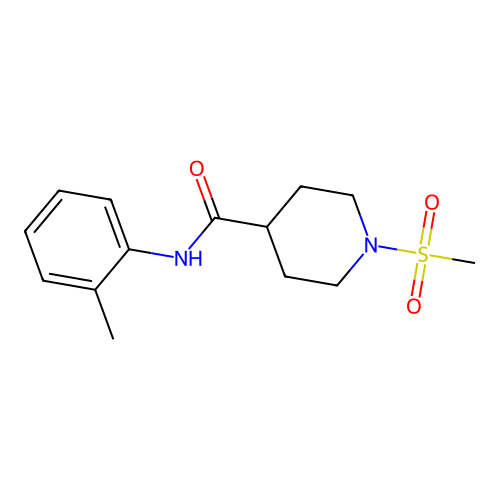 N-(2-methylphenyl)-1-methylsulfonylpiperidine-4-carboxamide structure