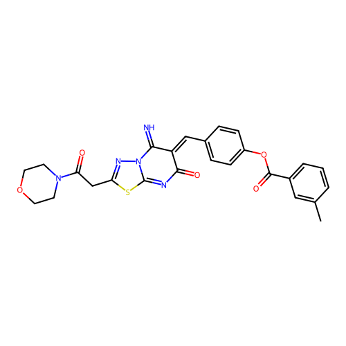 (Z)-4-((5-imino-2-(2-morpholino-2-oxoethyl)-7-oxo-5H-[1,3,4]thiadiazolo[3,2-a]pyrimidin-6(7H)-ylidene)methyl)phenyl 3-methylbenzoate structure