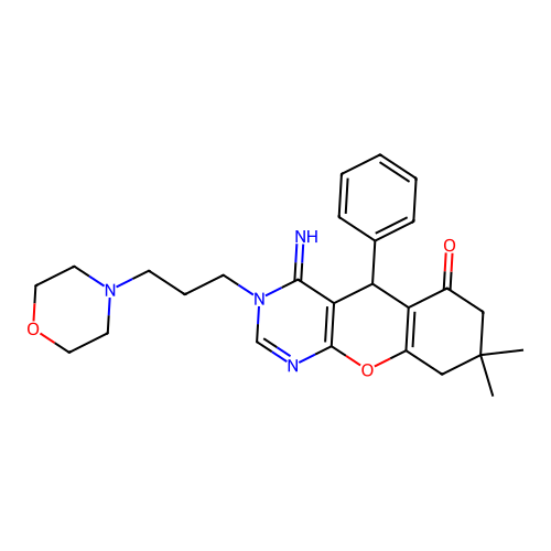 4-imino-8,8-dimethyl-3-(3-morpholin-4-ylpropyl)-5-phenyl-7,9-dihydro-5H-chromeno[2,3-d]pyrimidin-6-one structure