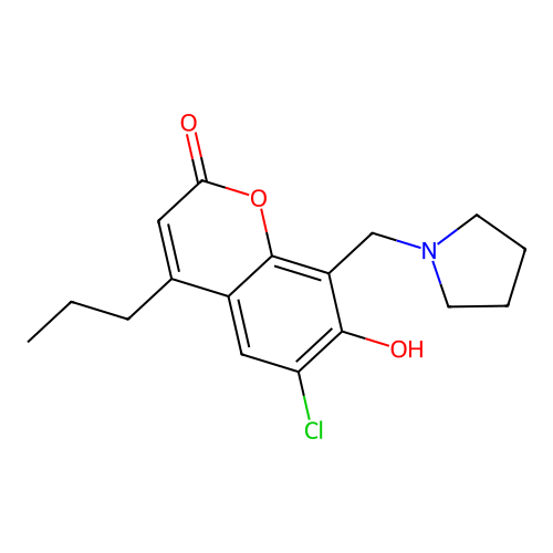 6-Chloro-7-hydroxy-4-propyl-8-(pyrrolidin-1-ylmethyl)chromen-2-one structure