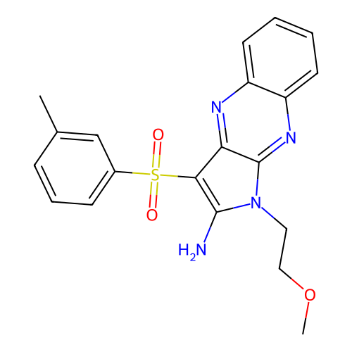 1-(2-methoxyethyl)-3-(m-tolylsulfonyl)-1H-pyrrolo[2,3-b]quinoxalin-2-amine structure