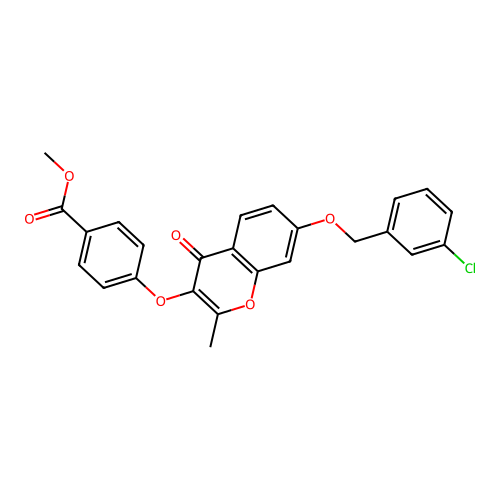 Methyl 4-{7-[(3-chlorophenyl)methoxy]-2-methyl-4-oxochromen-3-yloxy}benzoate structure