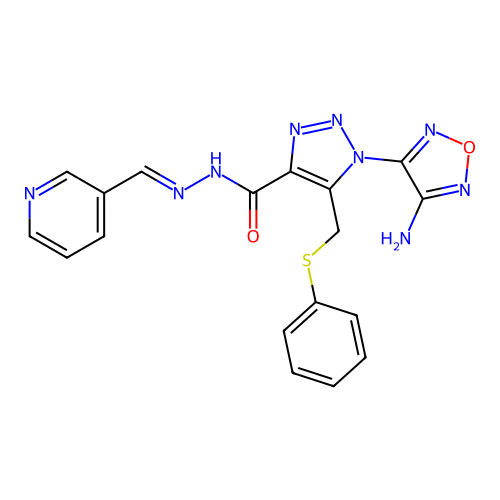 1-(4-Amino-1,2,5-oxadiazol-3-yl)-5-[(phenylthio)methyl]-1H-1,2,3-triazole-4-carboxylic acid 2-(3-pyridinylmethylene)hydrazide structure