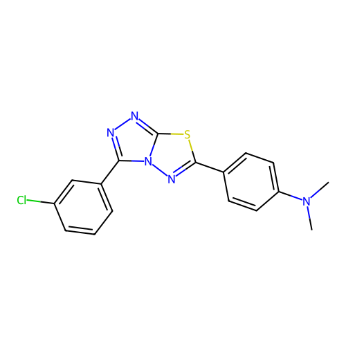 4-(3-(3-chlorophenyl)-[1,2,4]triazolo[3,4-b][1,3,4]thiadiazol-6-yl)-N,N-dimethylaniline structure