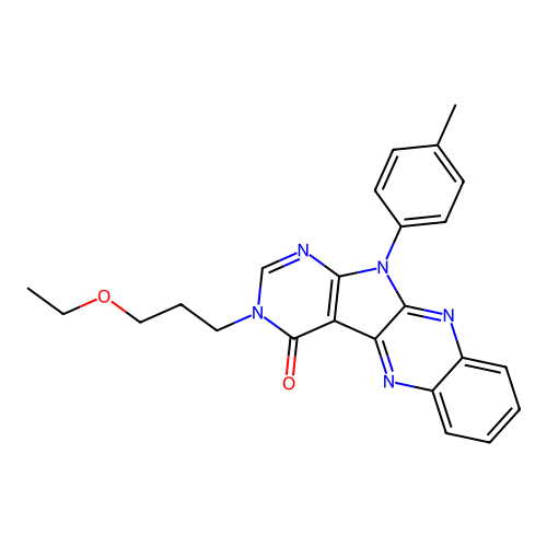3-(3-ethoxypropyl)-11-(4-methylphenyl)-3,11-dihydro-4H-pyrimido[5',4':4,5]pyrrolo[2,3-b]quinoxalin-4-one structure