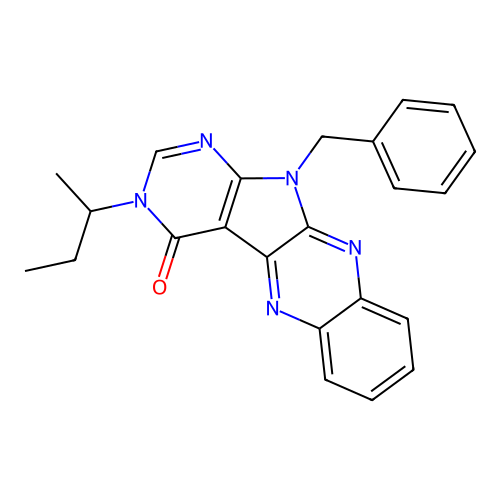 11-benzyl-3-(sec-butyl)-3H-pyrimido[5',4':4,5]pyrrolo[2,3-b]quinoxalin-4(11H)-one structure