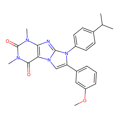 7-(3-methoxyphenyl)-2,4-dimethyl-6-(4-propan-2-ylphenyl)purino[7,8-a]imidazole-1,3-dione structure