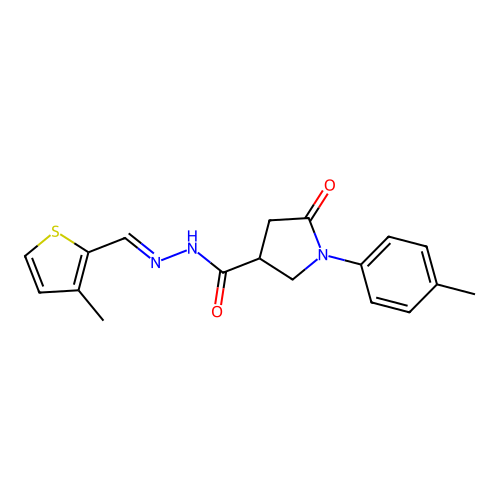 1-(4-methylphenyl)-N'-[(E)-(3-methylthiophen-2-yl)methylidene]-5-oxopyrrolidine-3-carbohydrazide structure