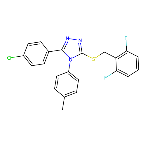 3-(4-chlorophenyl)-5-[(2,6-difluorobenzyl)sulfanyl]-4-(4-methylphenyl)-4H-1,2,4-triazole structure
