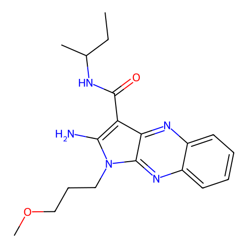 2-amino-N-butan-2-yl-1-(3-methoxypropyl)pyrrolo[3,2-b]quinoxaline-3-carboxamide structure
