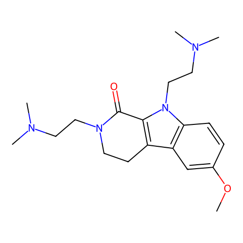1H-Pyrido(3,4-b)indol-1-one, 2,3,4,9-tetrahydro-2,9-bis(2-(dimethylamino)ethyl)-6-methoxy- structure