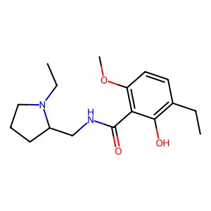 Benzamide, 3-ethyl-N-((1-ethyl-2-pyrrolidinyl)methyl)-2-hydroxy-6-methoxy-, (S)- structure