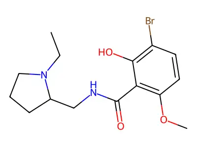 3-Bromo-N-((1-ethyl-2-pyrrolidinyl)methyl)-2-hydroxy-6-methoxybenzamide structure