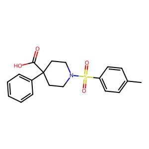 4-Phenyl-1-(p-tolylsulphonyl)piperidine-4-carboxylic acid structure