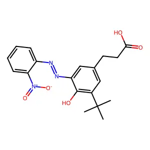 Benzenepropanoic acid, 3-(1,1-dimethylethyl)-4-hydroxy-5-((2-nitrophenyl)azo)- structure