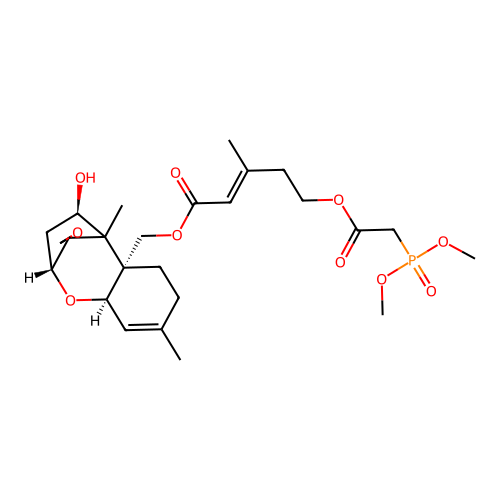 Trichothec-9-ene-4,15-diol, 12,13-epoxy-,     15-(5-(((dimethoxyphosphinyl)acetyl)oxy)-3-methyl-2-pentenoate), (4beta,15(E))- structure