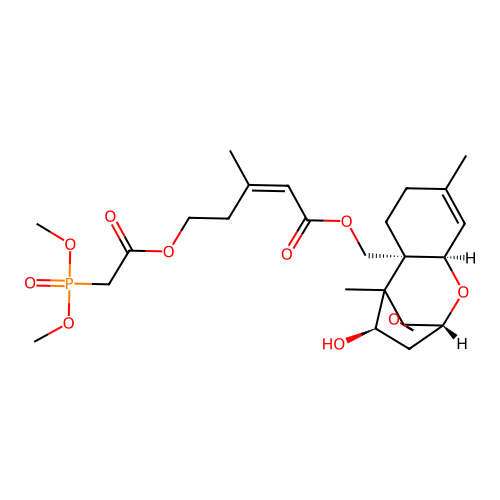 Trichothec-9-ene-4,15-diol, 12,13-epoxy-,     15-(5-(((dimethoxyphosphinyl)acetyl)oxy)-3-methyl-2-pentenoate), (4beta,15(Z))- structure
